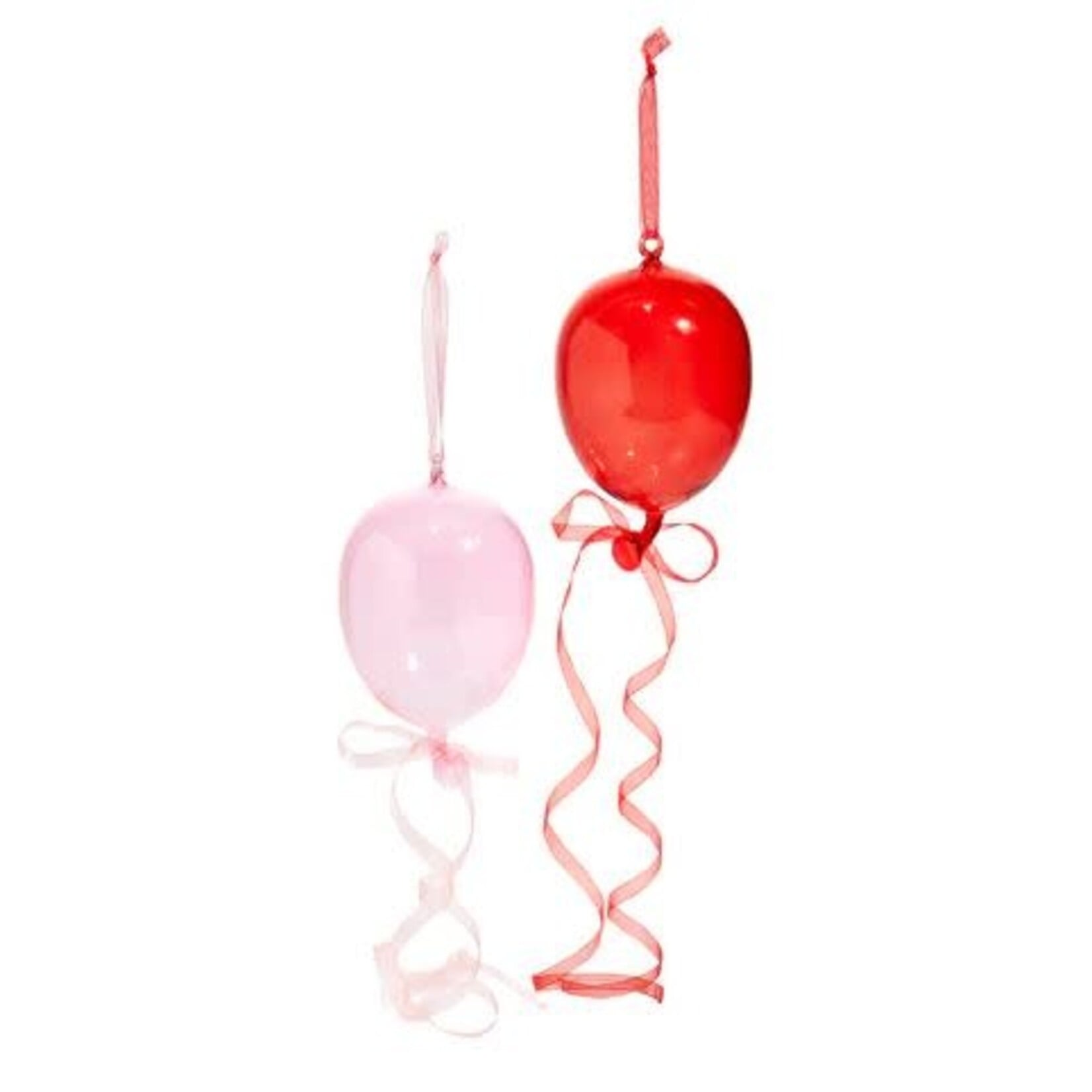 RAZ Imports Pink & Red Balloon Glass Ornament 8"
