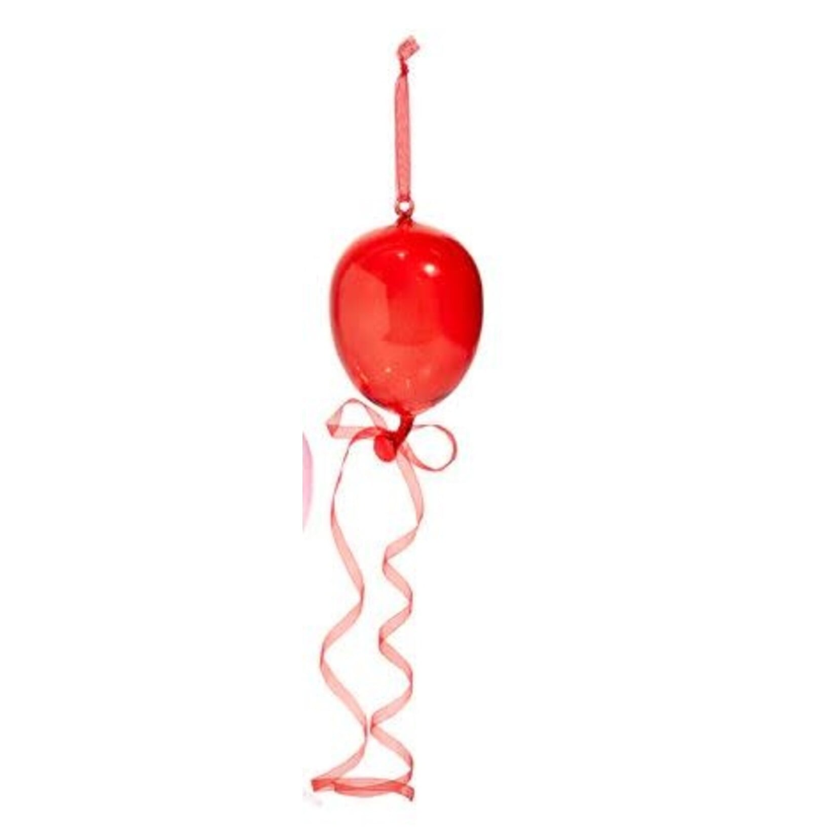 RAZ Imports Pink & Red Balloon Glass Ornament 8"