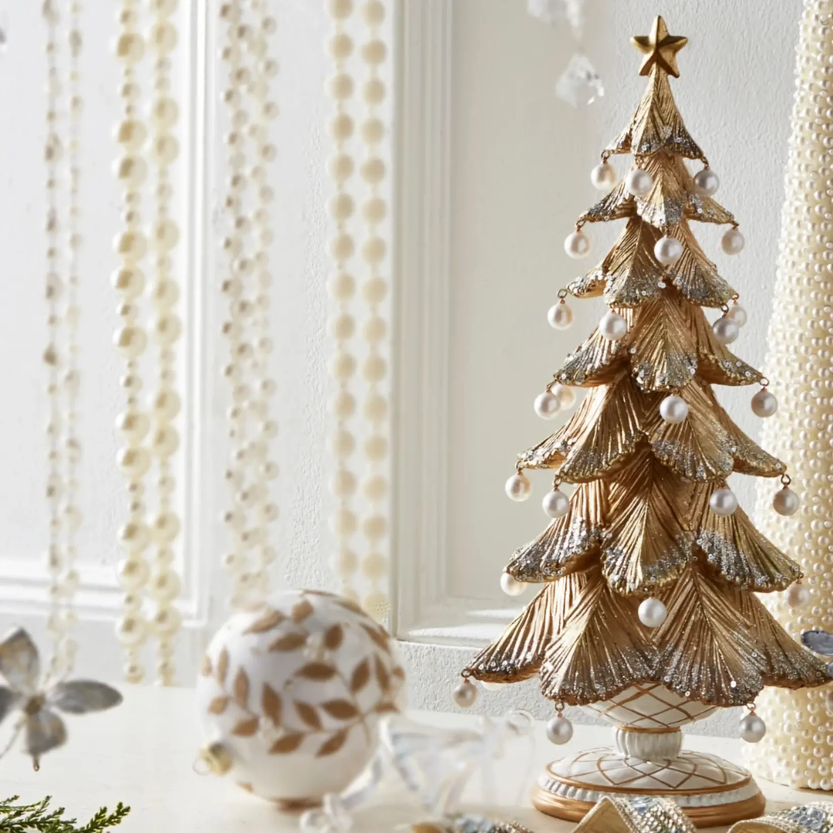 RAZ Imports Gold Tree with Pearls 18"