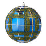 RAZ Imports Blue Plaid Glitter Ball Ornament 6"