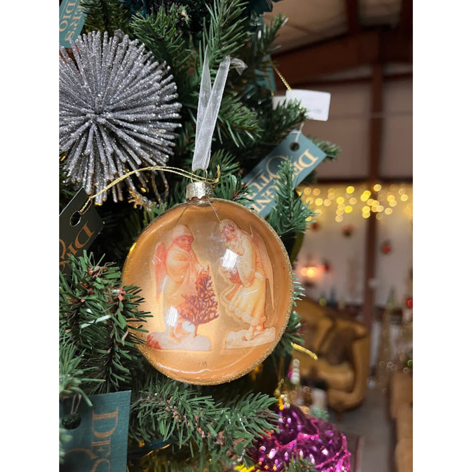 Two's Company Vintage-Inspired Glass Ornament 3"
