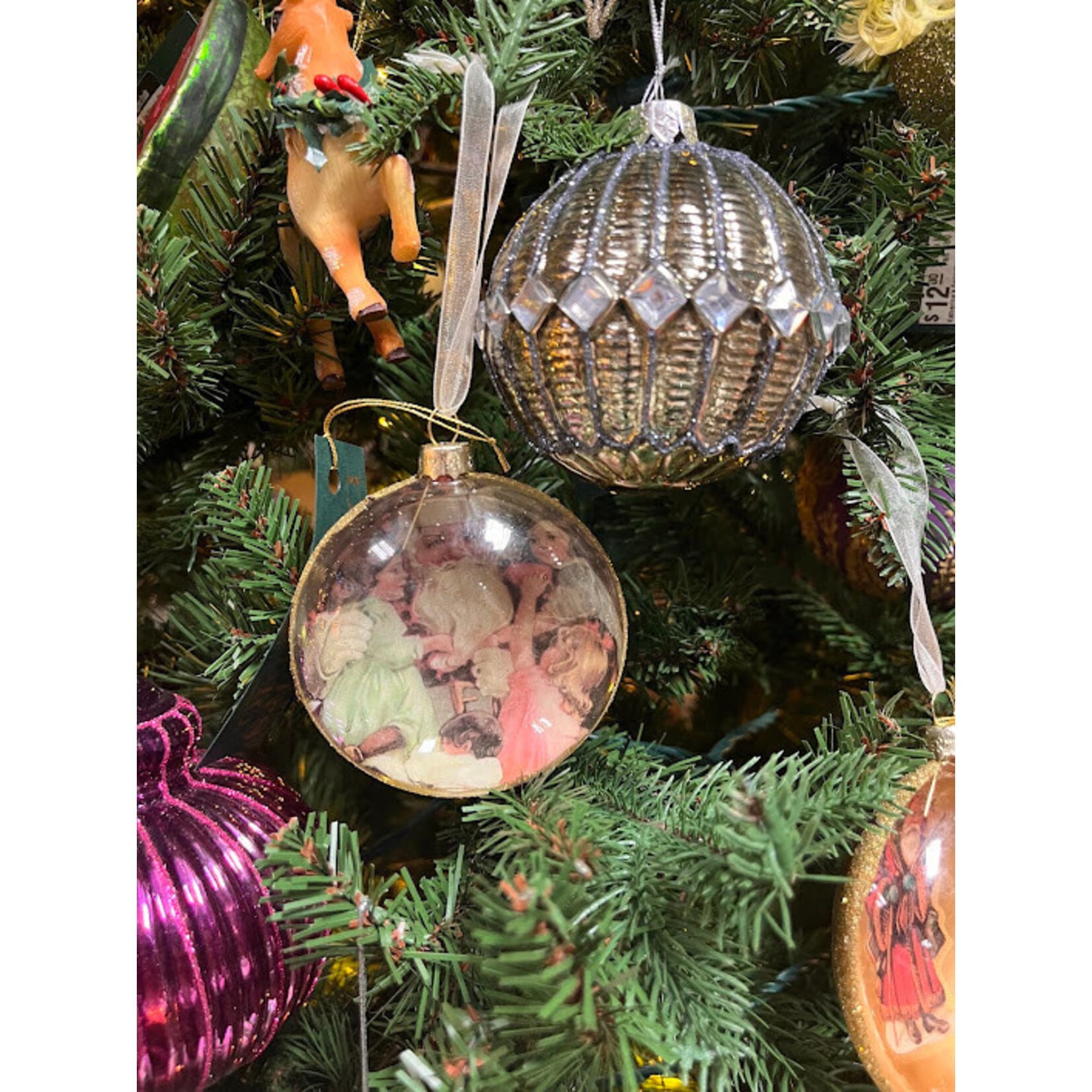Two's Company Vintage-Inspired Glass Ornament 3"