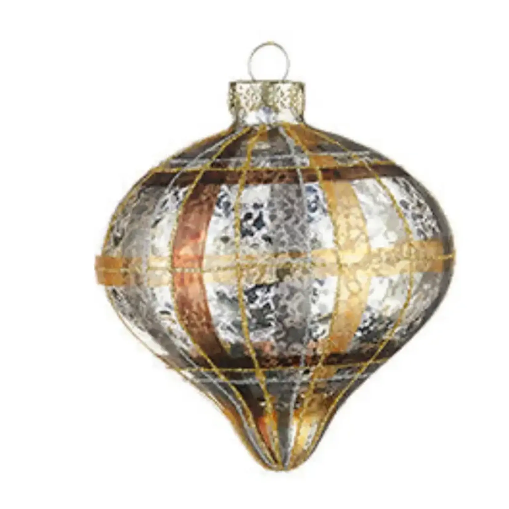 RAZ Imports Plaid Mercury Glass Ornament 4"