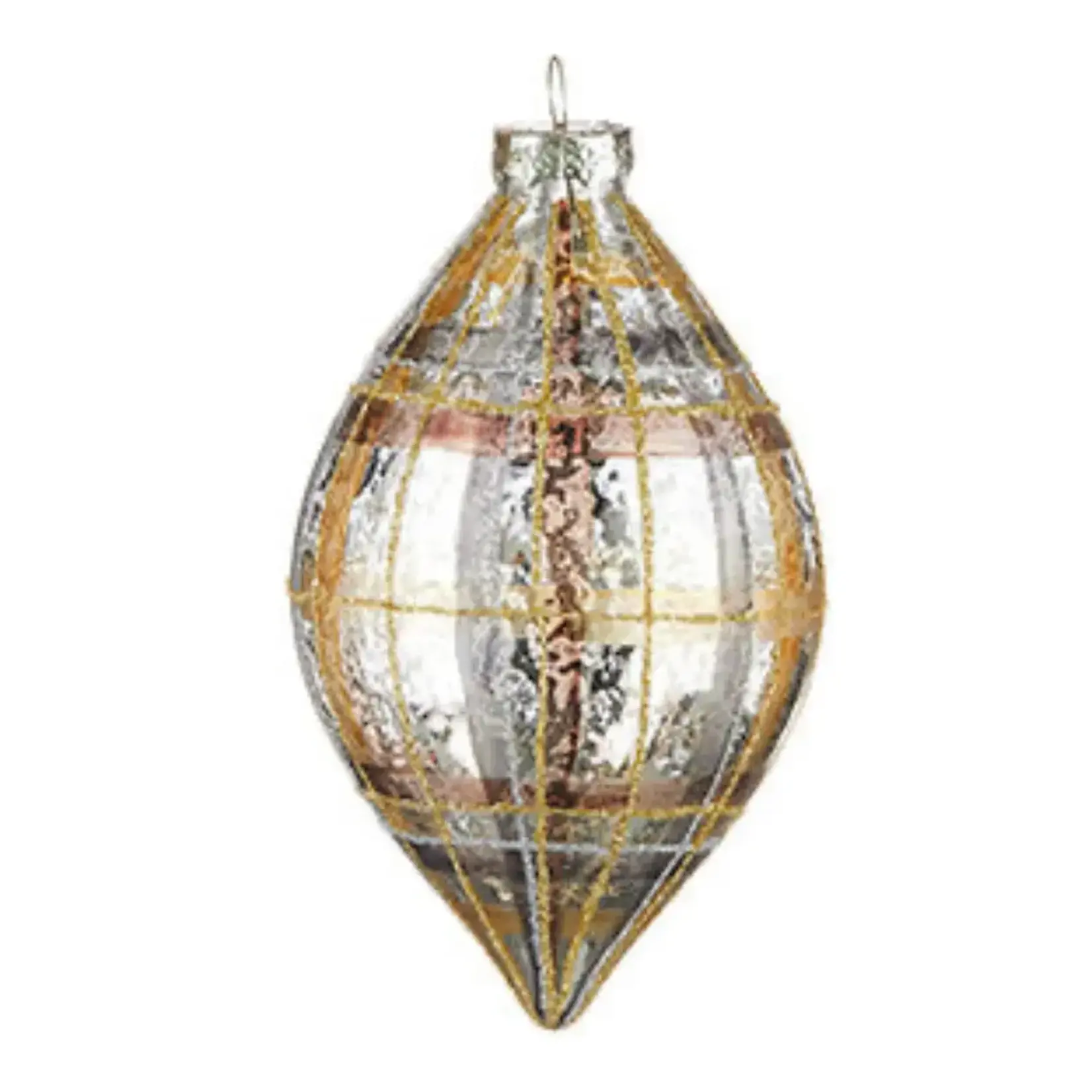 RAZ Imports Plaid Mercury Glass Ornament 4"