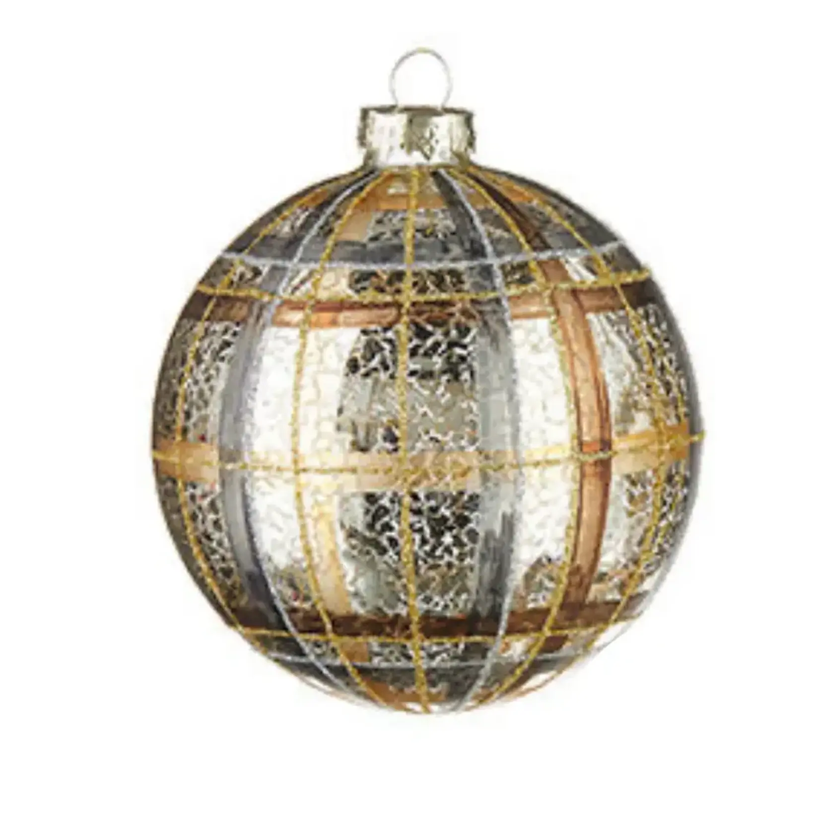 RAZ Imports Plaid Mercury Glass Ornament 4"