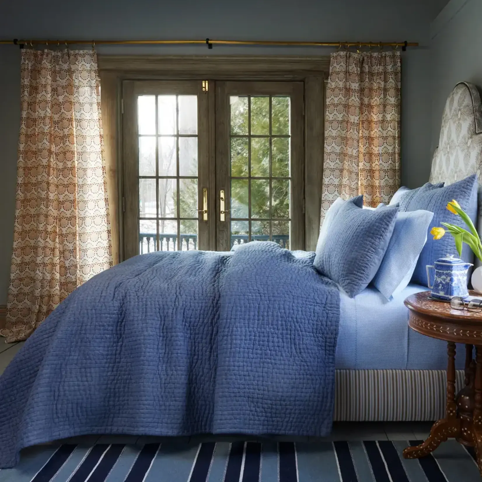 John Robshaw Textiles Vivada Ink Woven Queen Coverlet