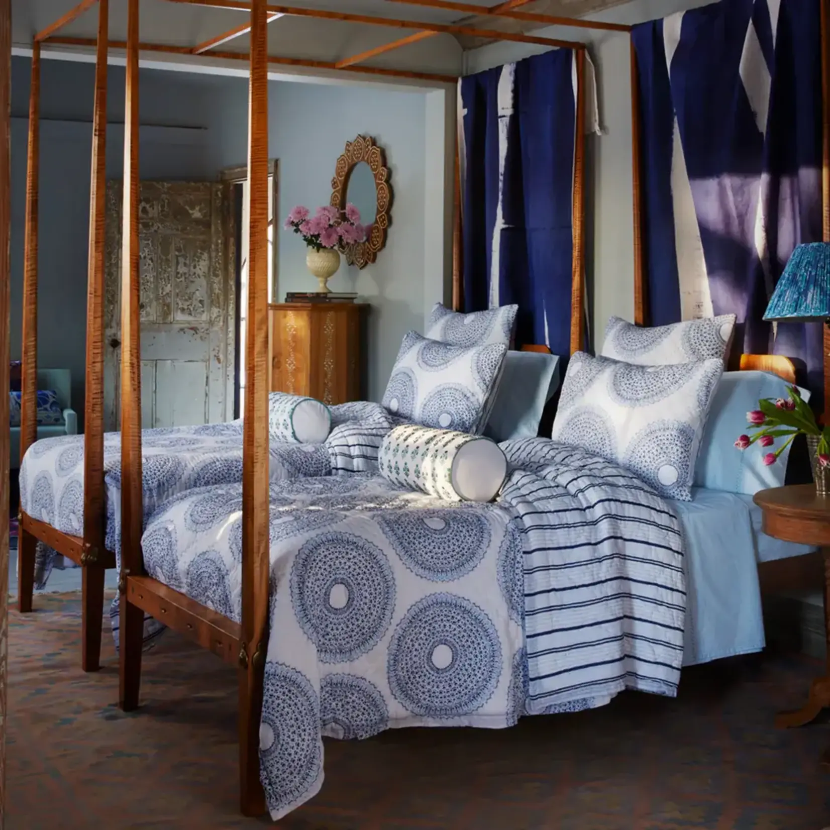 John Robshaw Textiles Lapis Queen Quilt