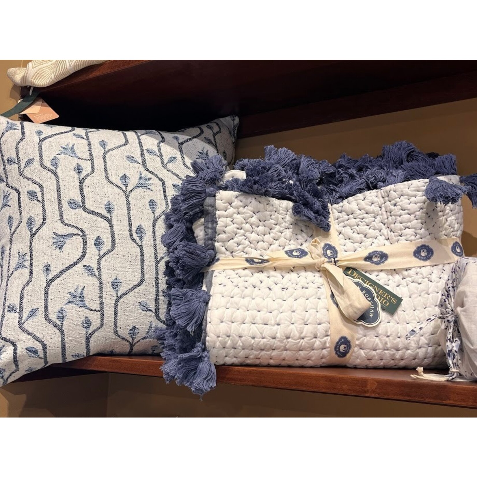 John Robshaw Textiles Sahati Handstitched Indigo Throw
