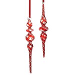 RAZ Imports Peppermint Swirl Red & White Glass Finial Ornament