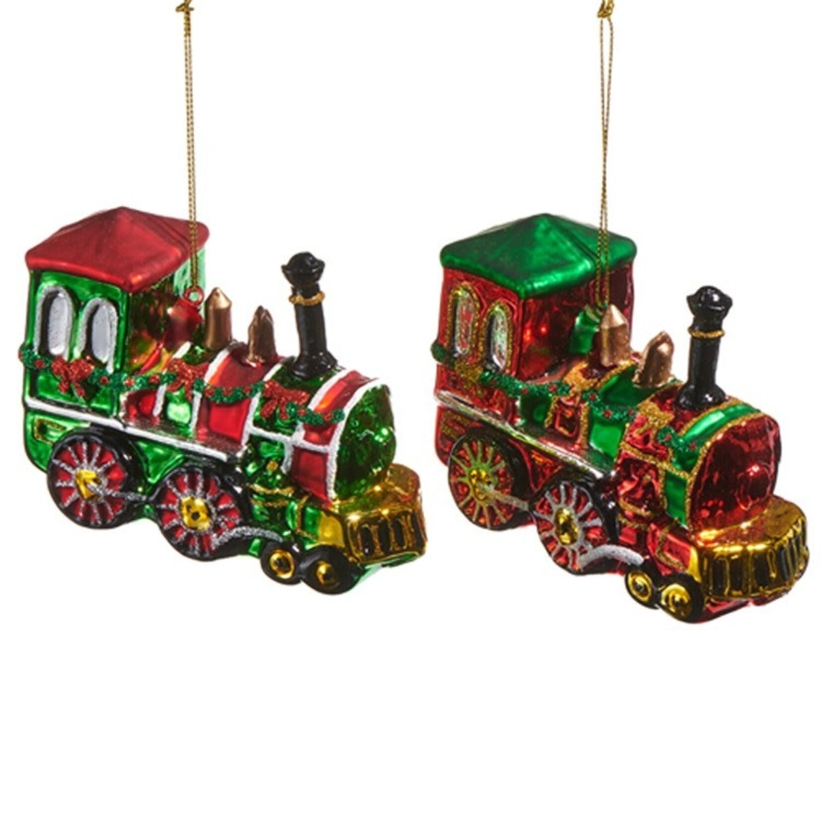 RAZ Imports Red & Green Holiday Train Ornament 4.75"