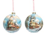 RAZ Imports Holiday Train Glass Ball Ornament 5"