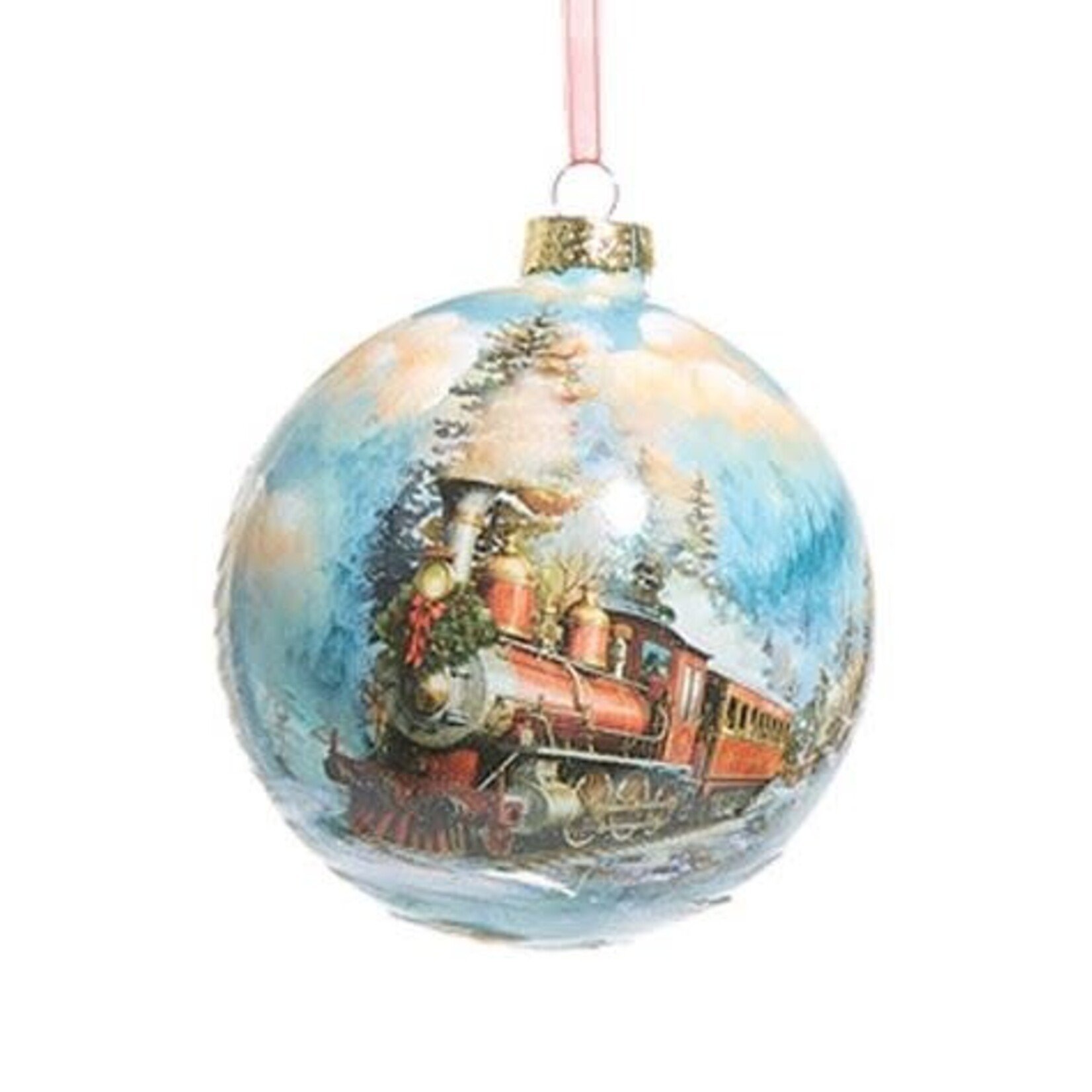 RAZ Imports Holiday Train Ball Ornament 5"