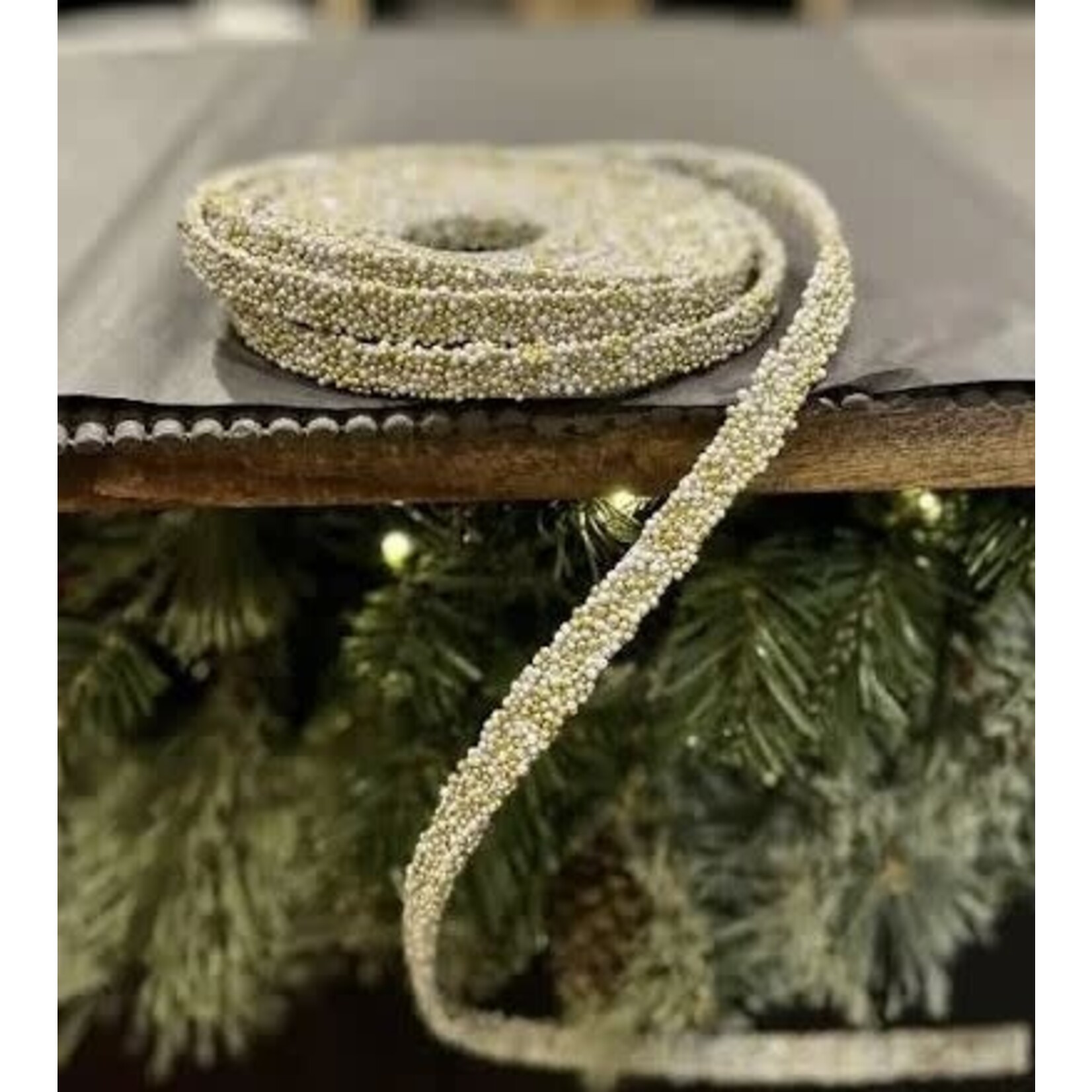 RAZ Imports Gold Beaded Garland 15'x.5"