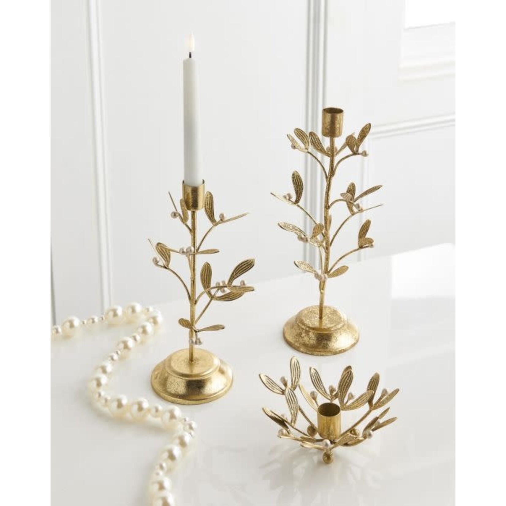 RAZ Imports Gold Mistletoe Candlestick