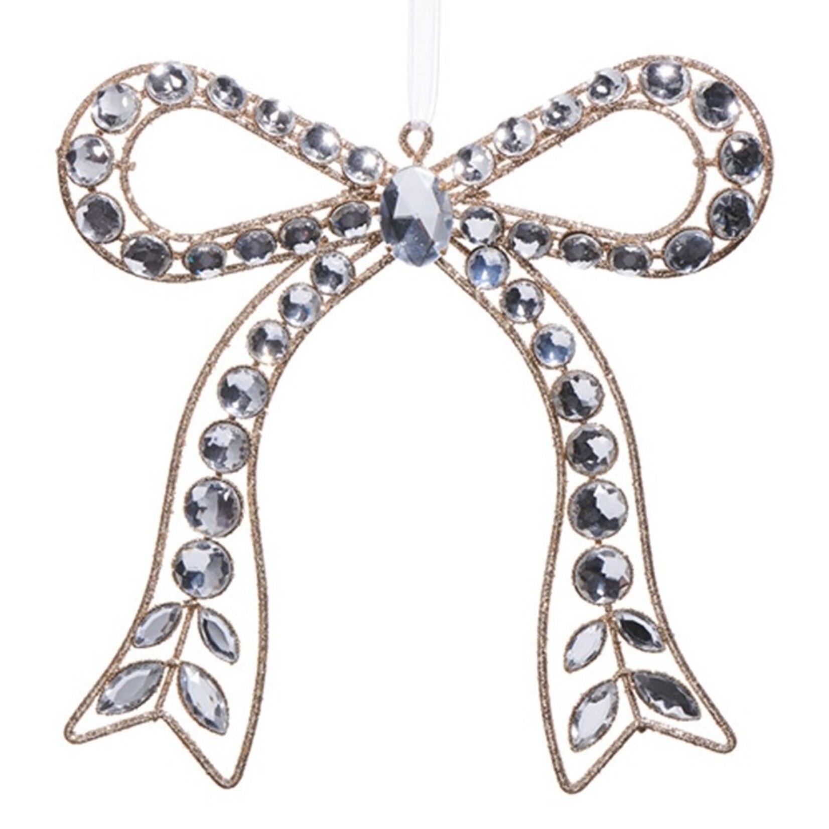 RAZ Imports Clear Jeweled Bow Ornament 7.25"