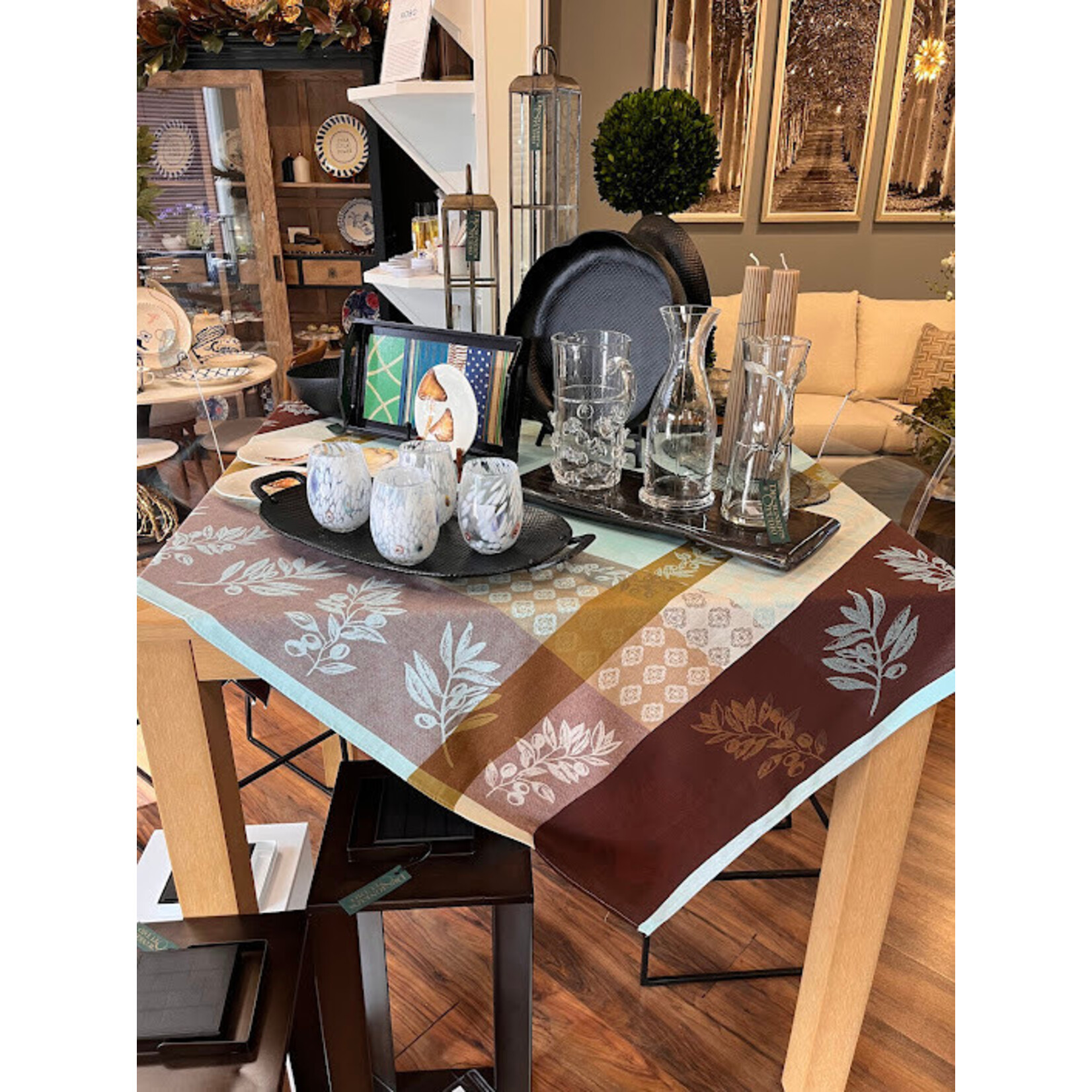 Provence Distributions Rectangle Olivado Turquoise 98x62 Tablecloth