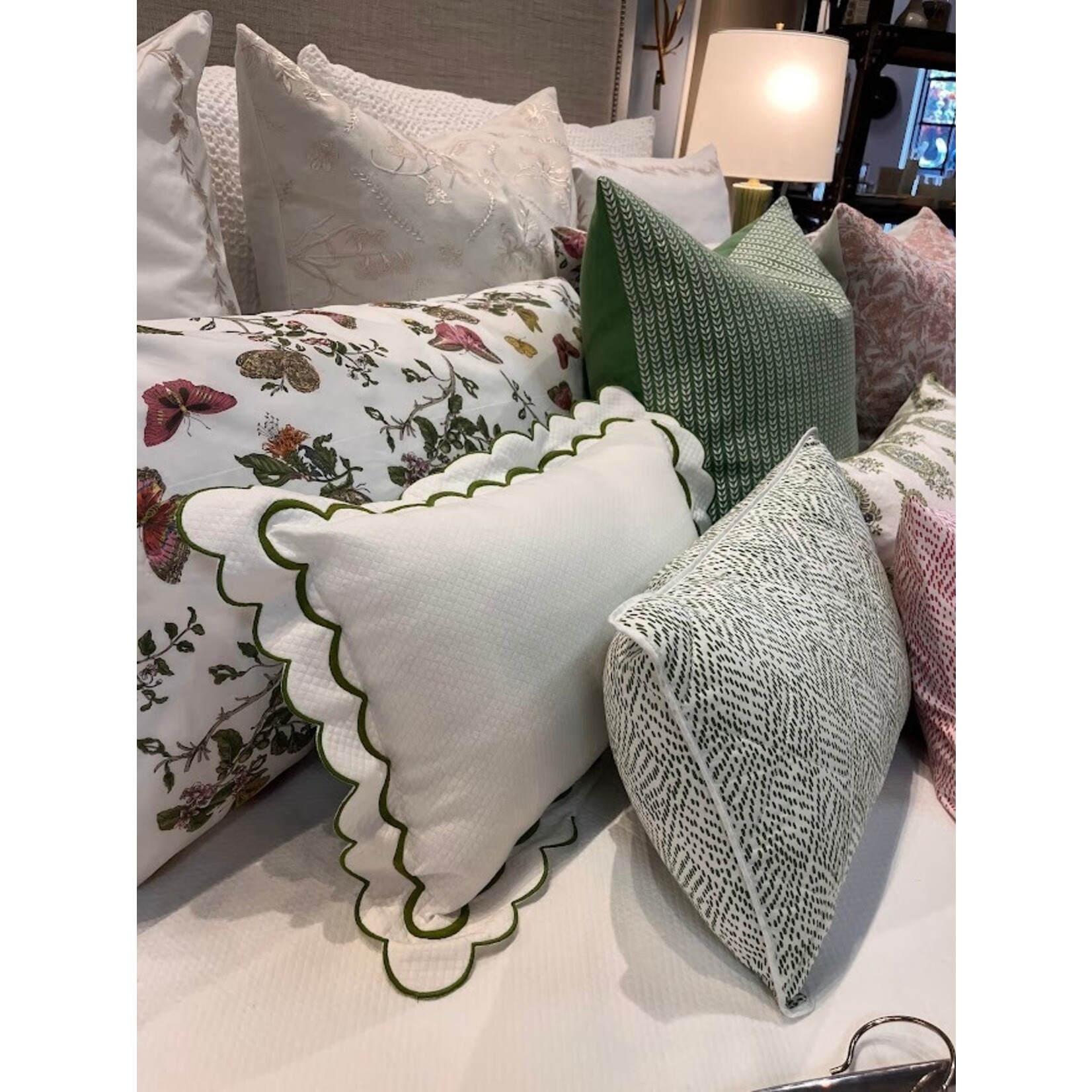 Matouk Duma Diamond Quilted Boudoir Sham Grass