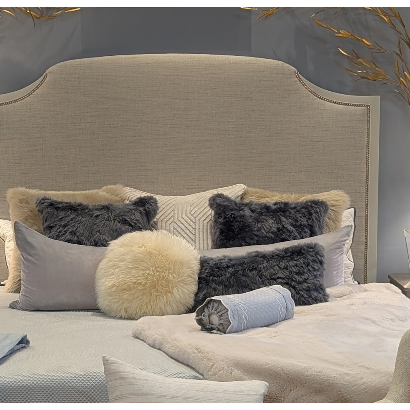 Gabby Alpaca Pillow Silver 14x24 with Feather Insert