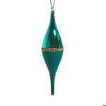 RAZ Imports Teal Pearl Banded Velvet Finial Ornament 10"