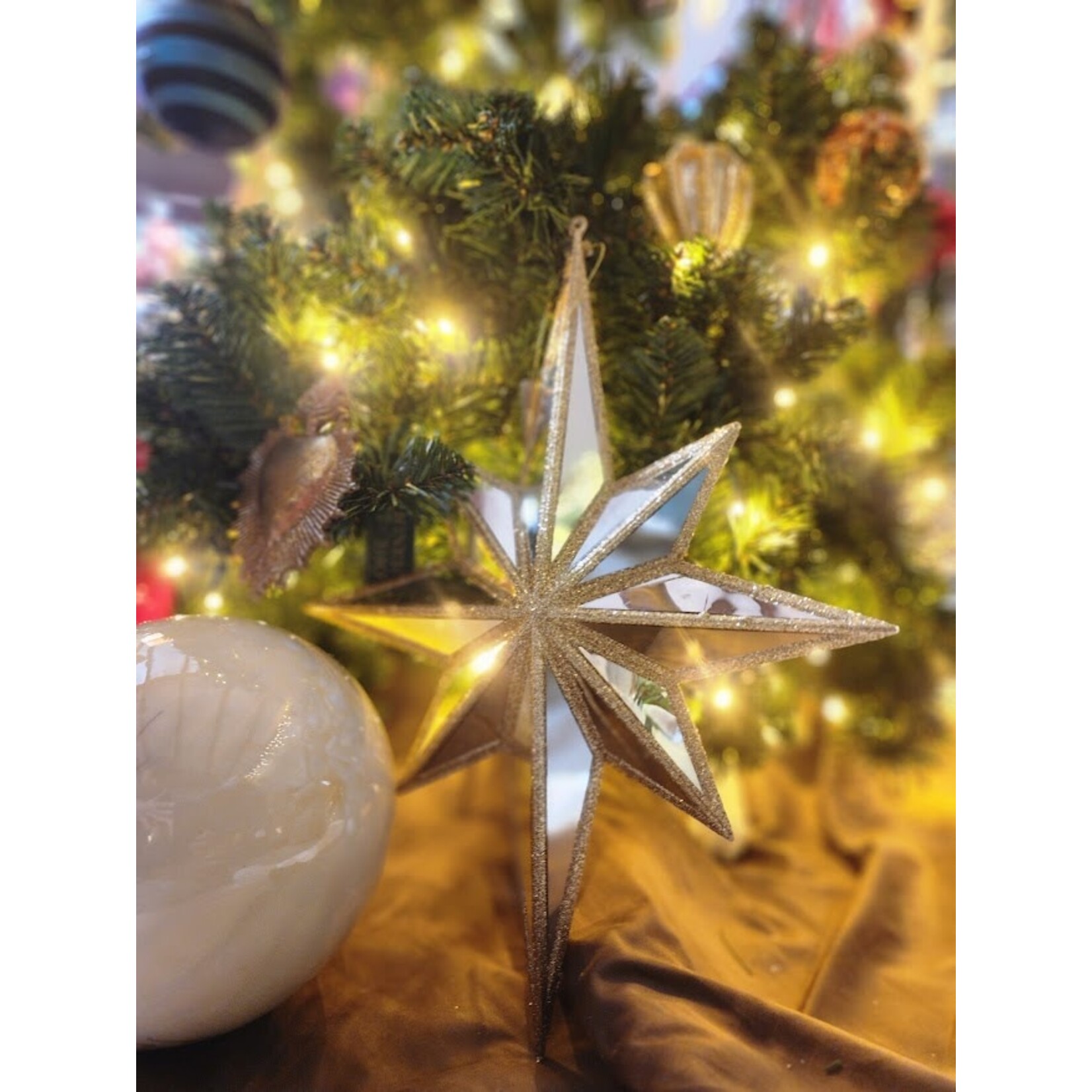 RAZ Imports Mirrored North Star Ornament 17"