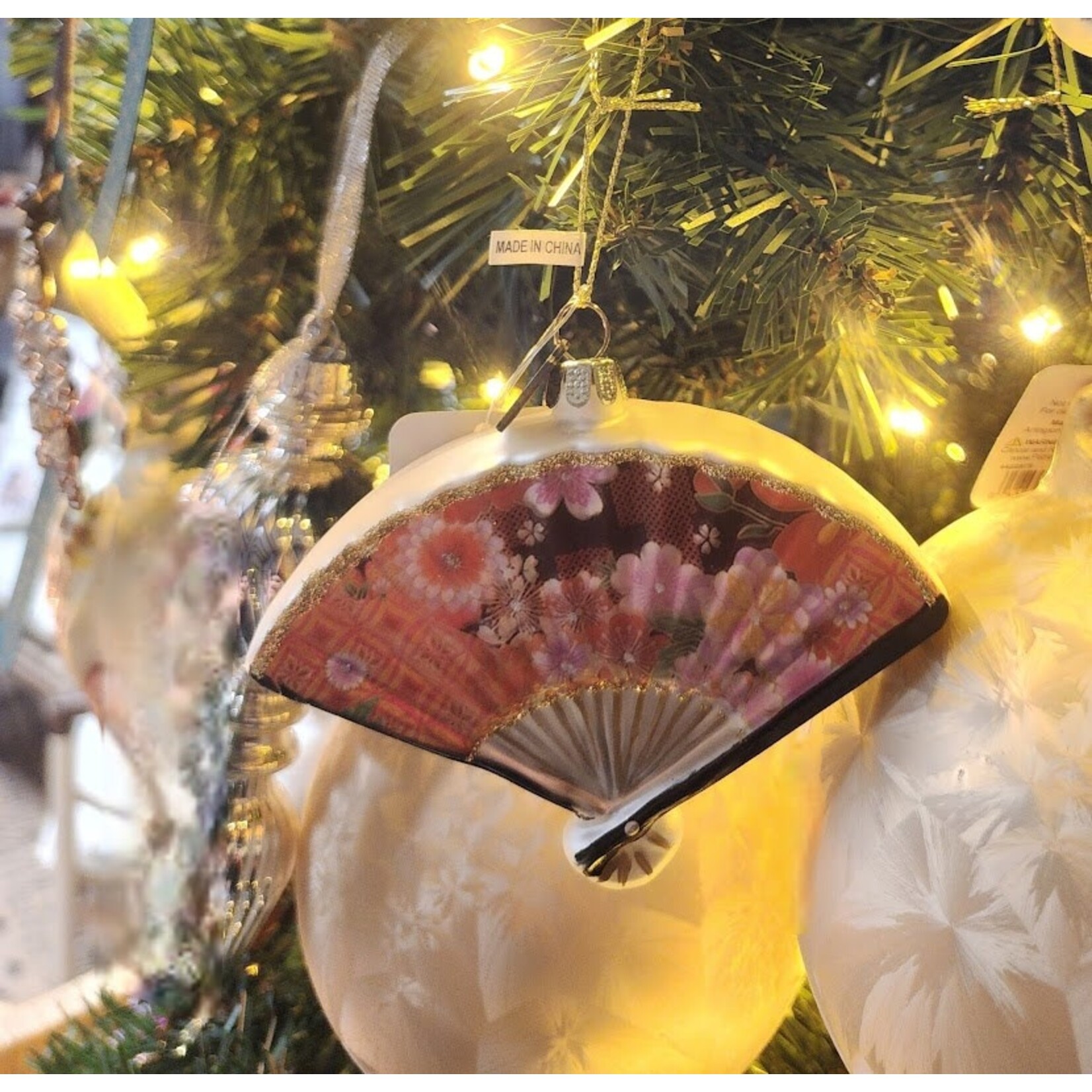 RAZ Imports Floral Fan Ornament 4.25"