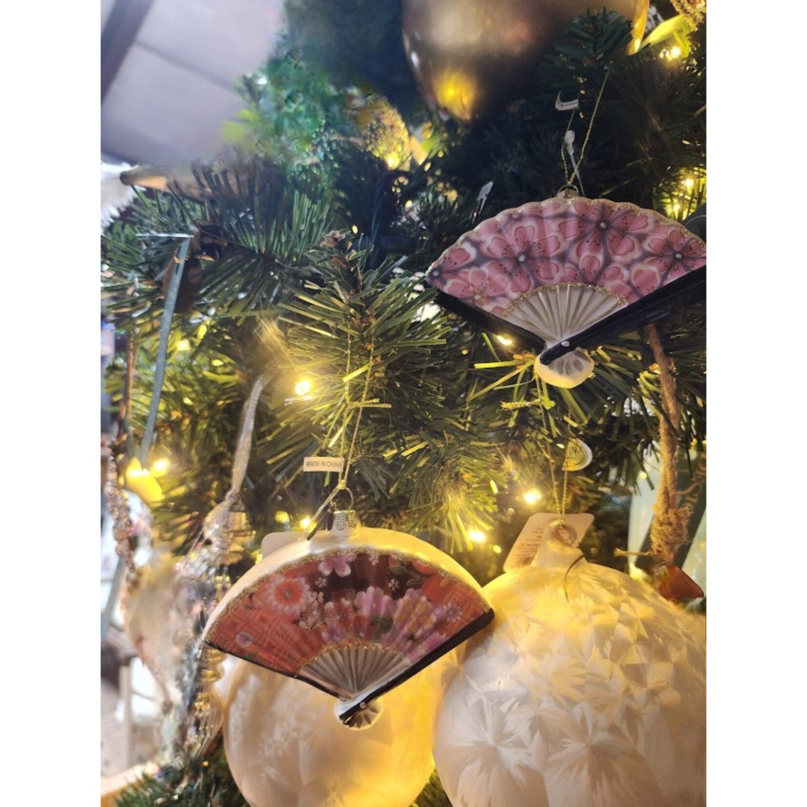 RAZ Imports Floral Fan Ornament 4.25"