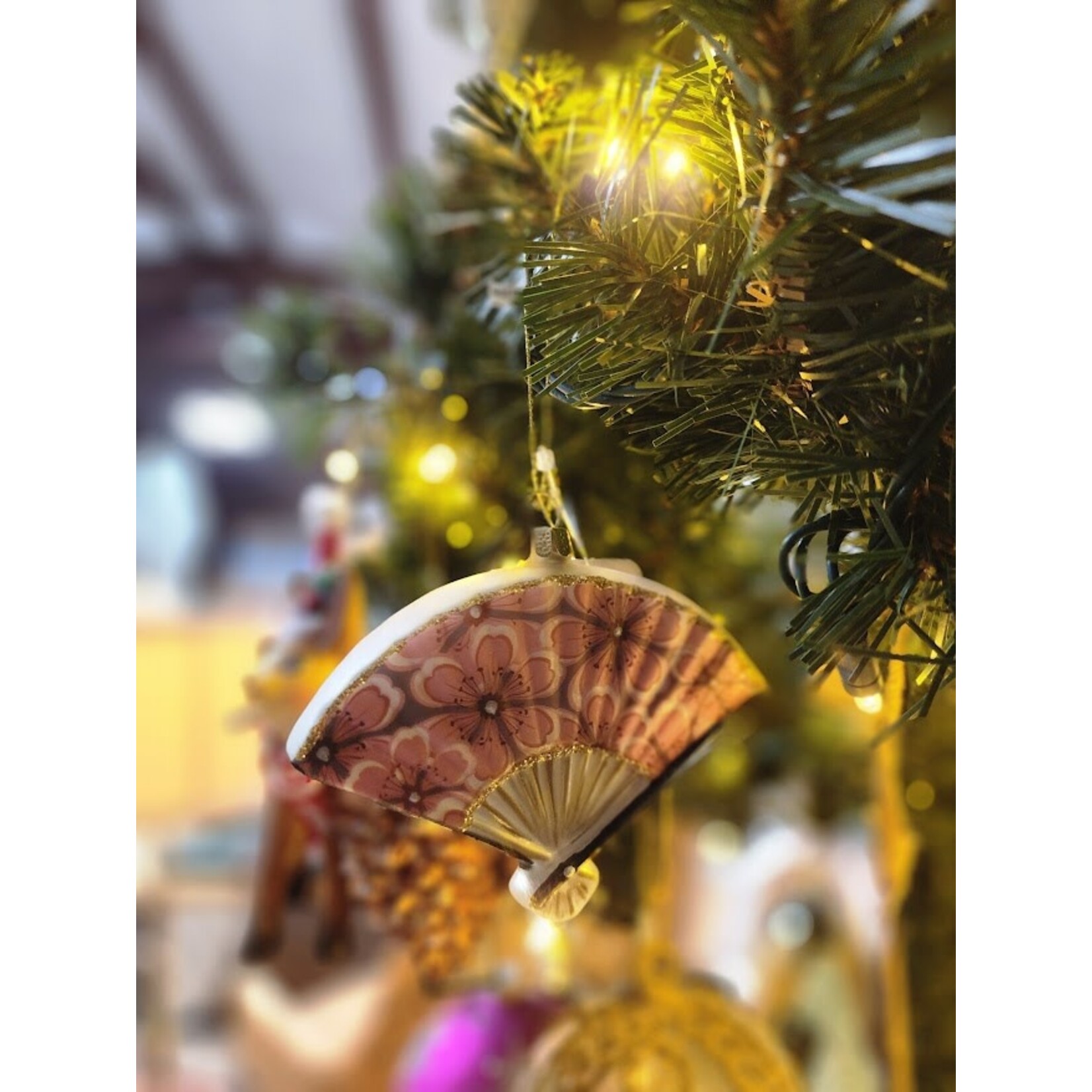 RAZ Imports Floral Fan Ornament 4.25"