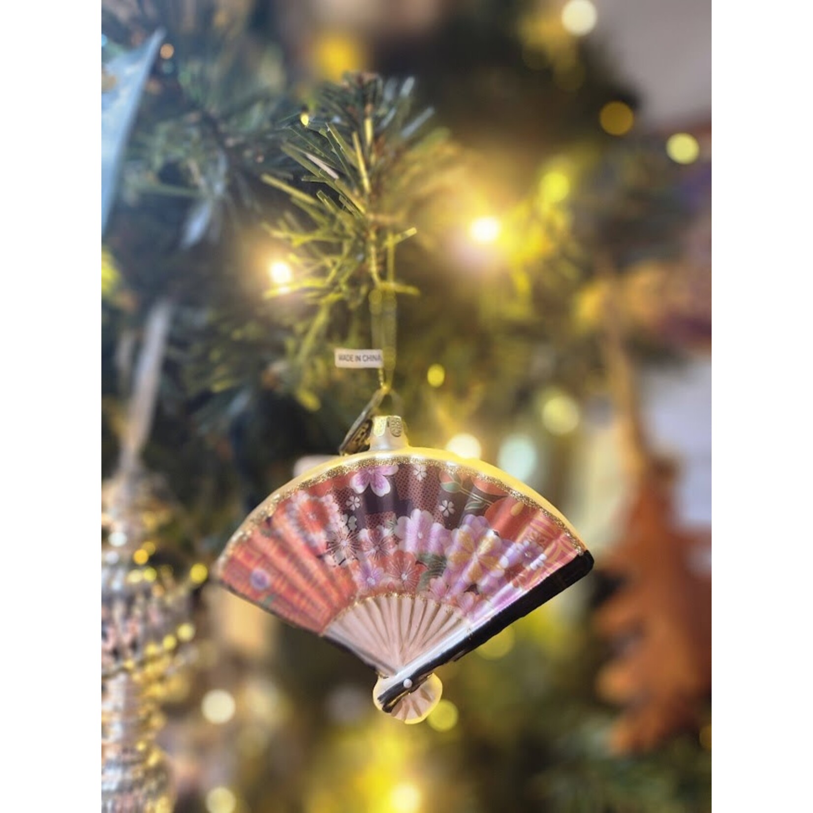 RAZ Imports Floral Fan Ornament 4.25"