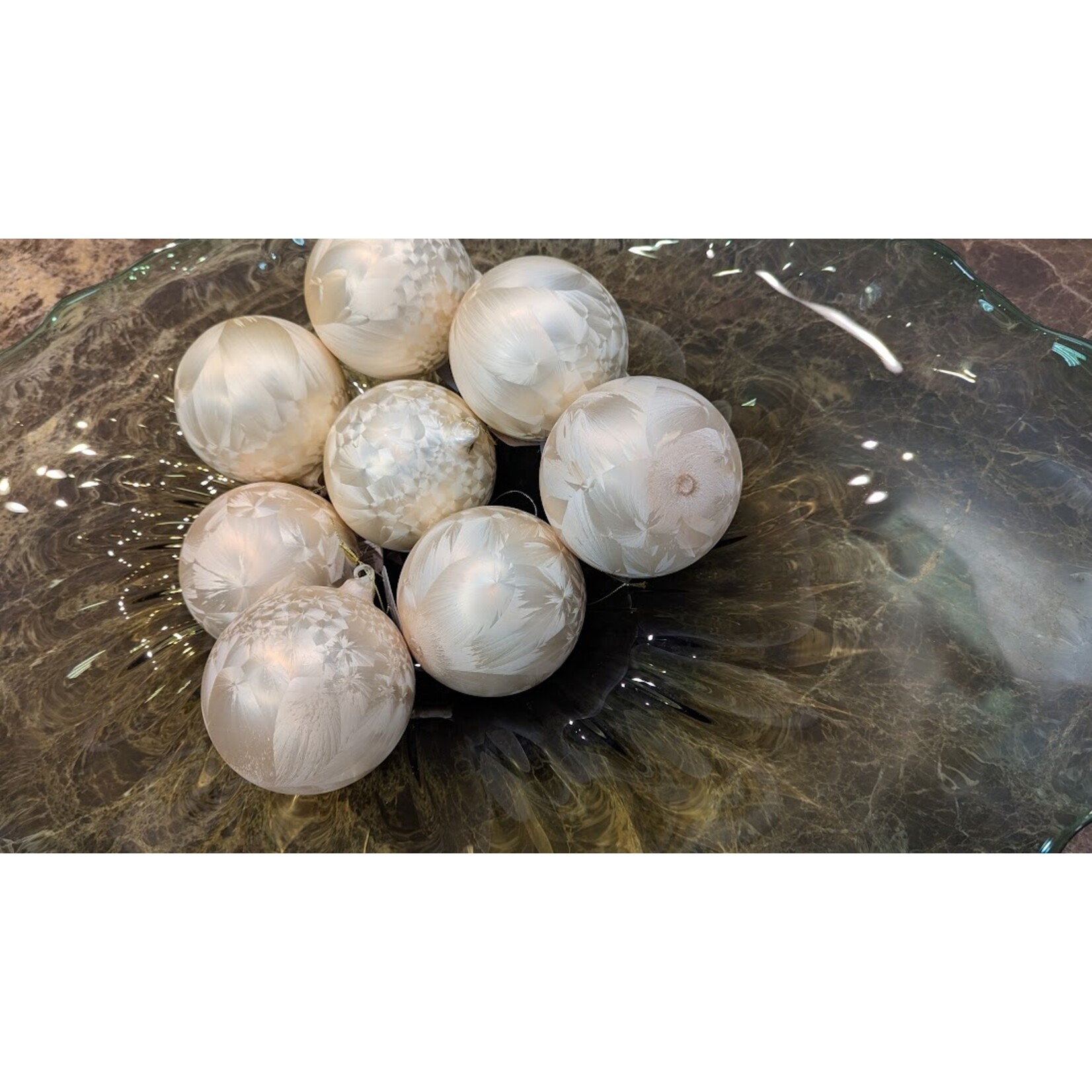 RAZ Imports Champagne Shimmer Ball Ornament 5"