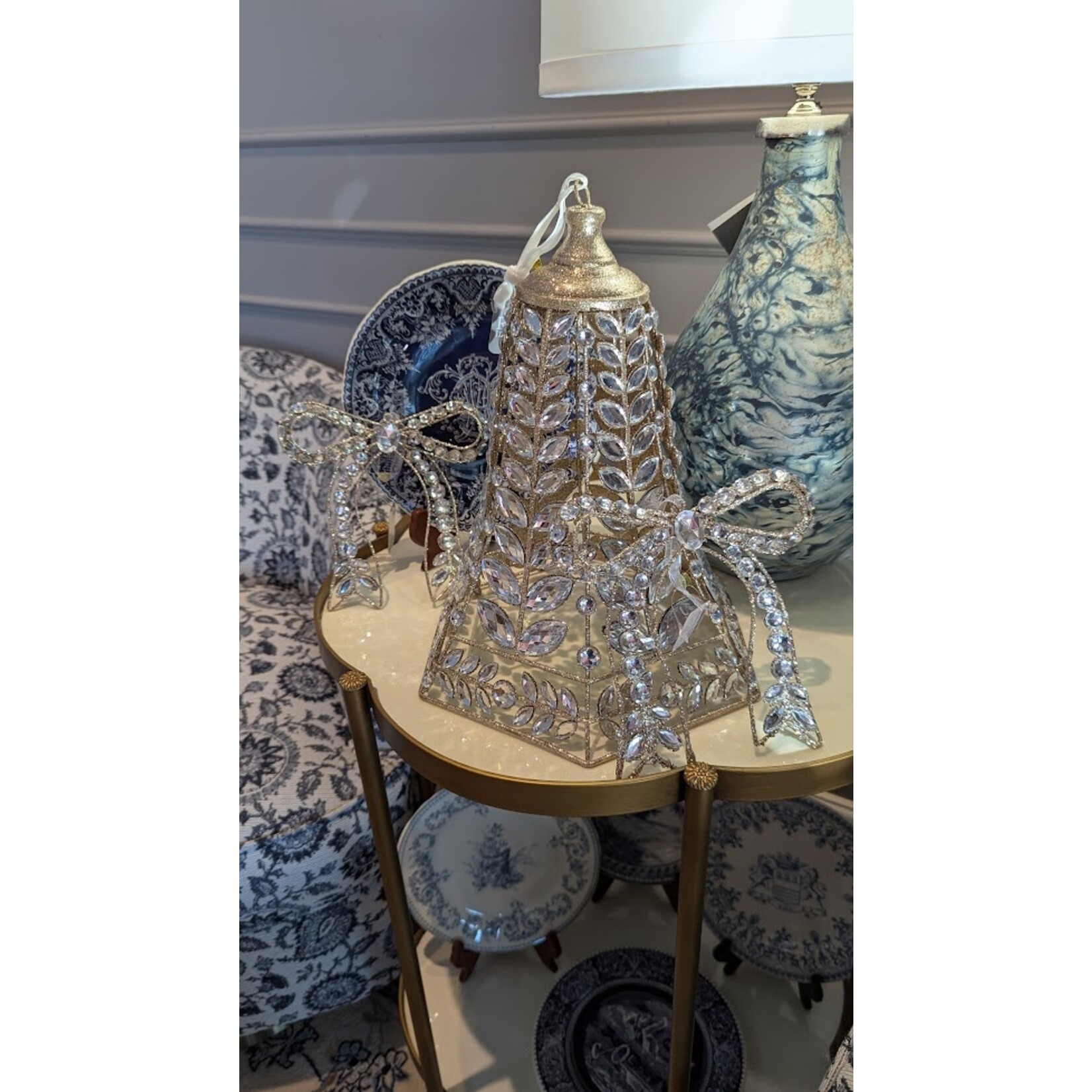 RAZ Imports Clear Jeweled Bow Ornament 7.25"