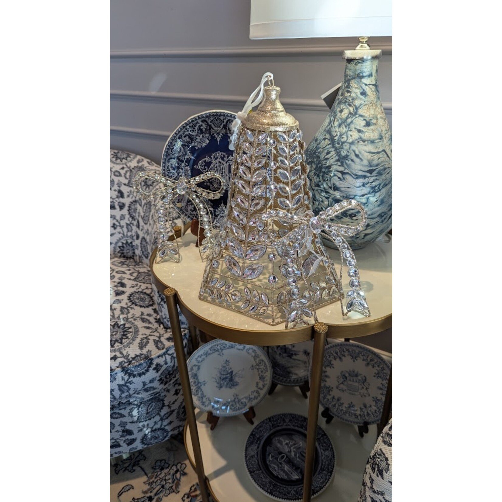 RAZ Imports Clear Jeweled Bell Ornament 12.5"