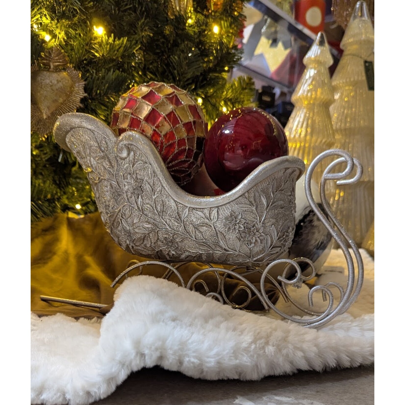 RAZ Imports Silver Antique Sleigh 14.75"