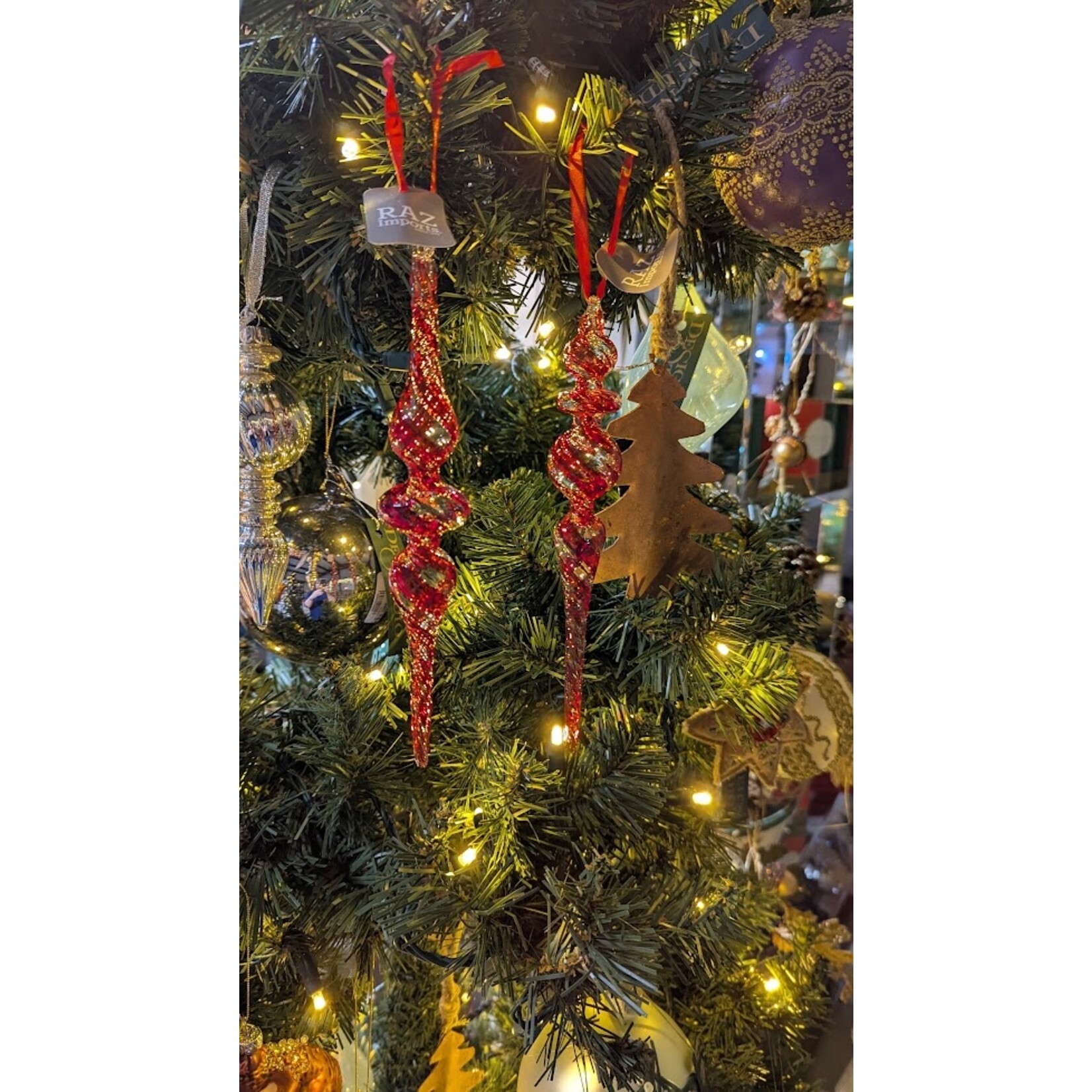 RAZ Imports Peppermint Swirl Finial Ornament