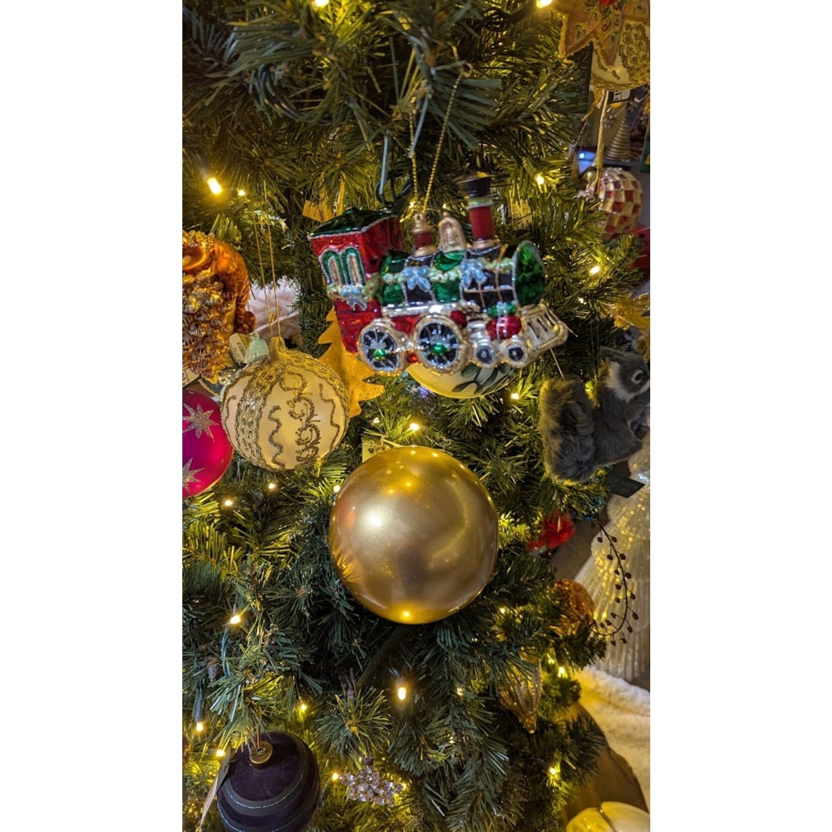 RAZ Imports Red & Green Holiday Train Ornament 4.75"
