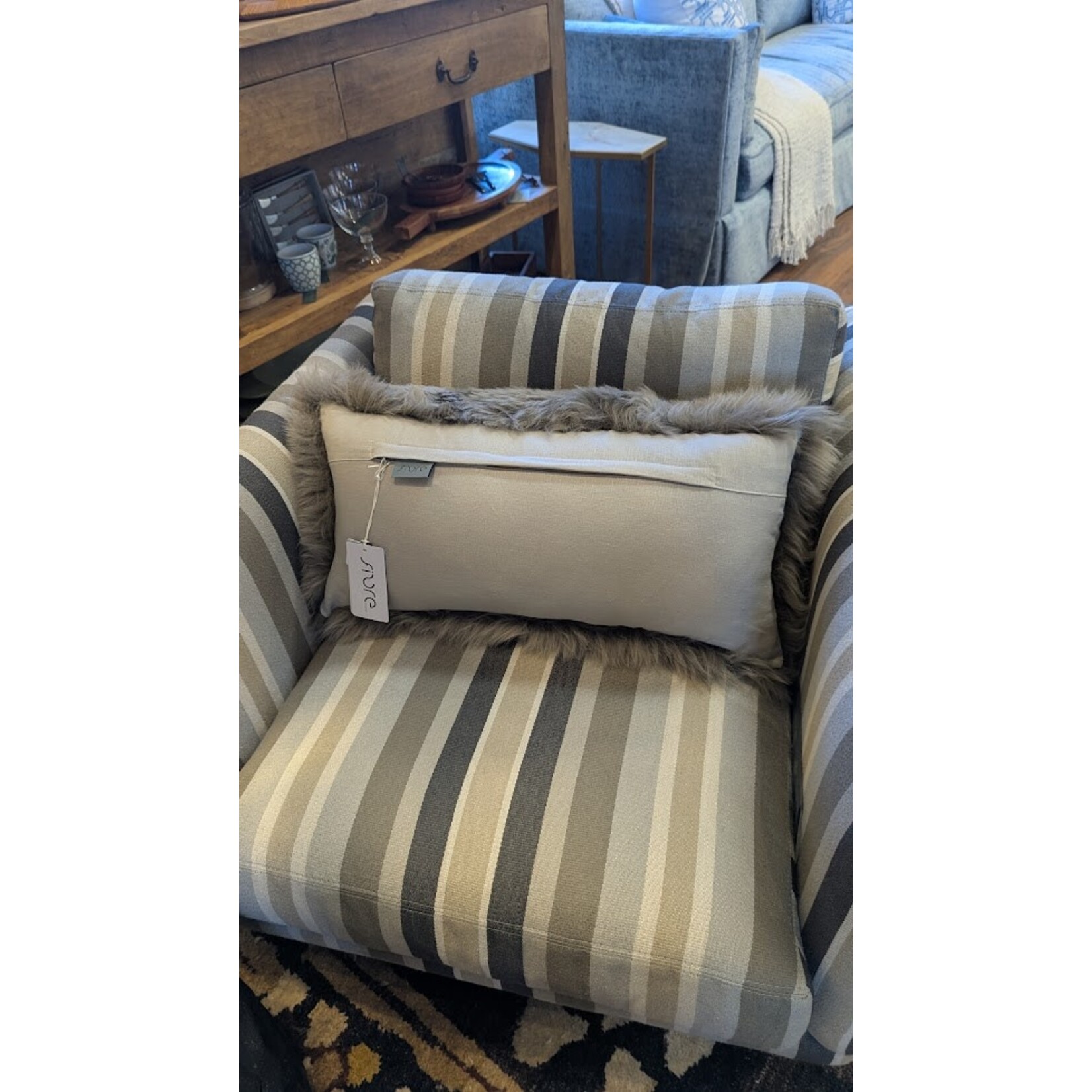 Fibre by Auskin Long Wool Vole Cushion Pillow 11"x22"