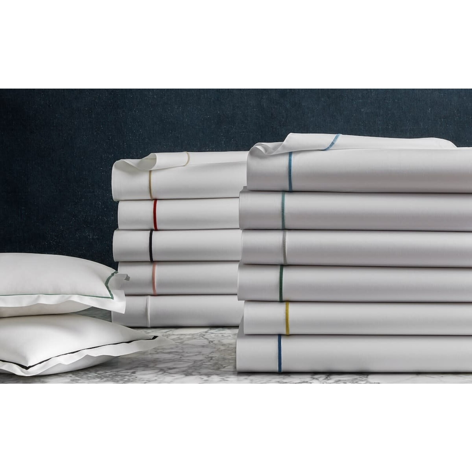 Matouk Bergamo King Flat Sheet Blue