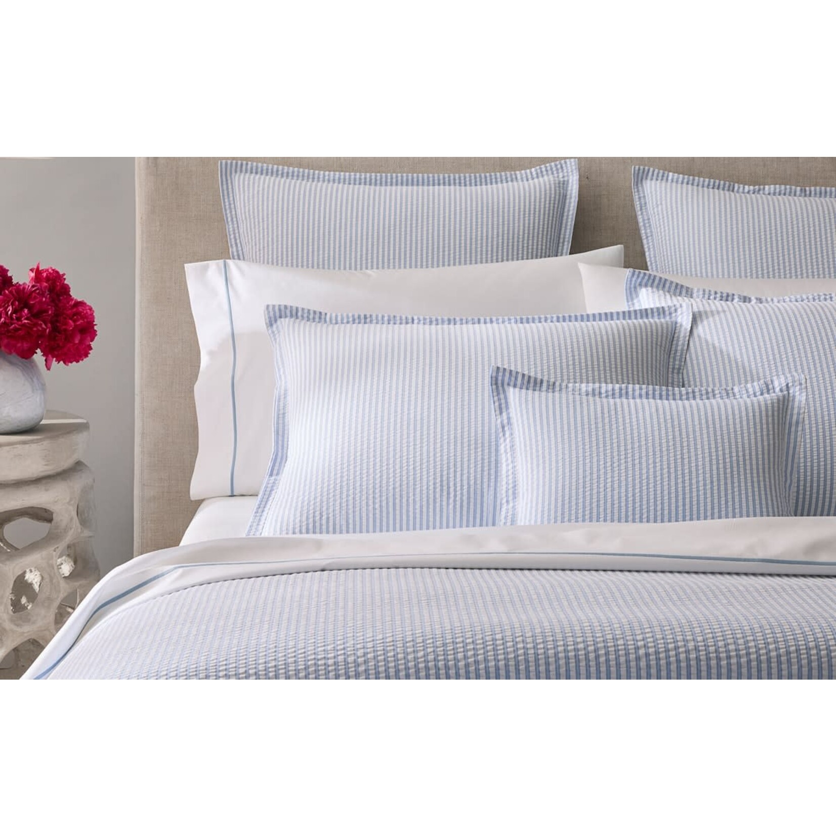 Matouk Bergamo King Flat Sheet Blue