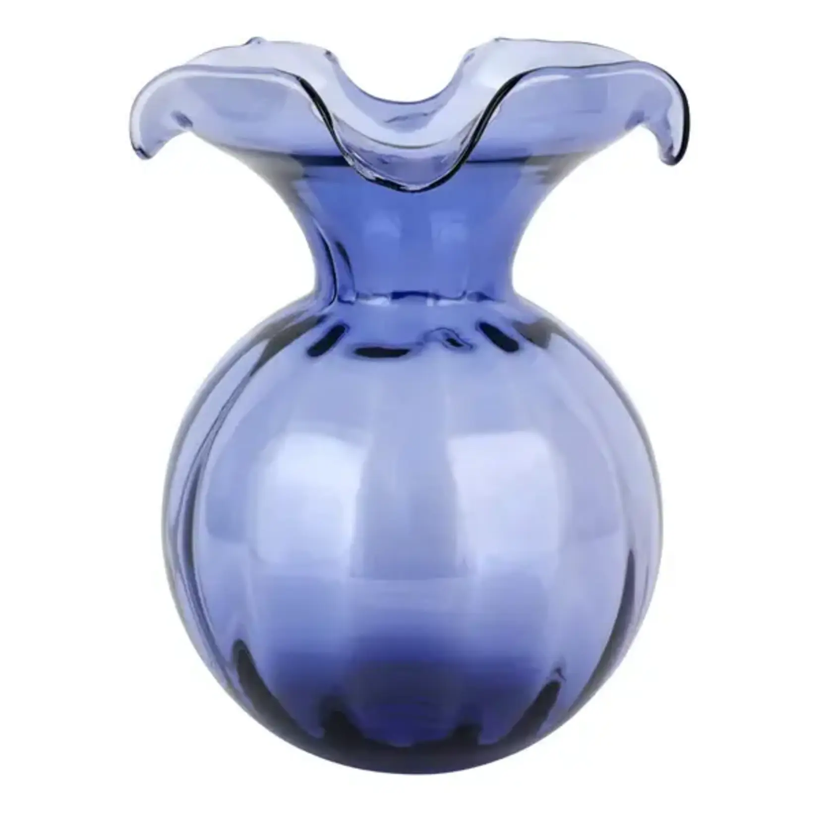 Vietri Hibiscus Glass Indigo Medium Fluted Vase