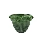 Vietri Rustic Garden Green Acanthus Leaf Cachepot - Small 8.5" x 6.5"