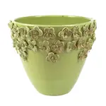 Vietri Rustic Garden Pistachio Green Ceramic Cachepot - Medium 10" x 8.5"