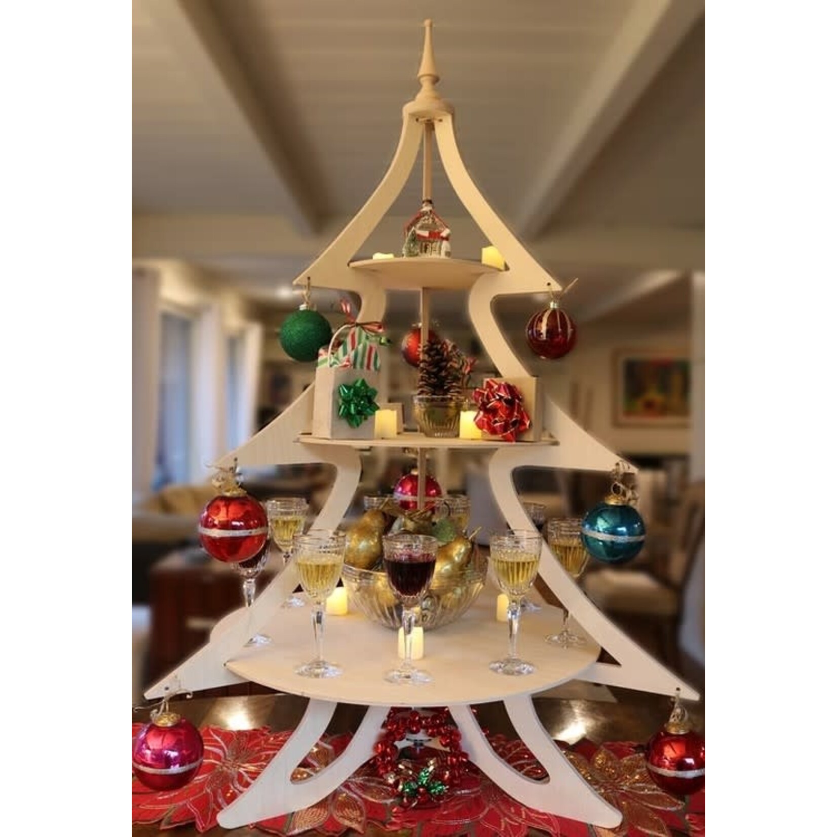 A Treasured Tree Tall Wood Traditional Tree Display 4'