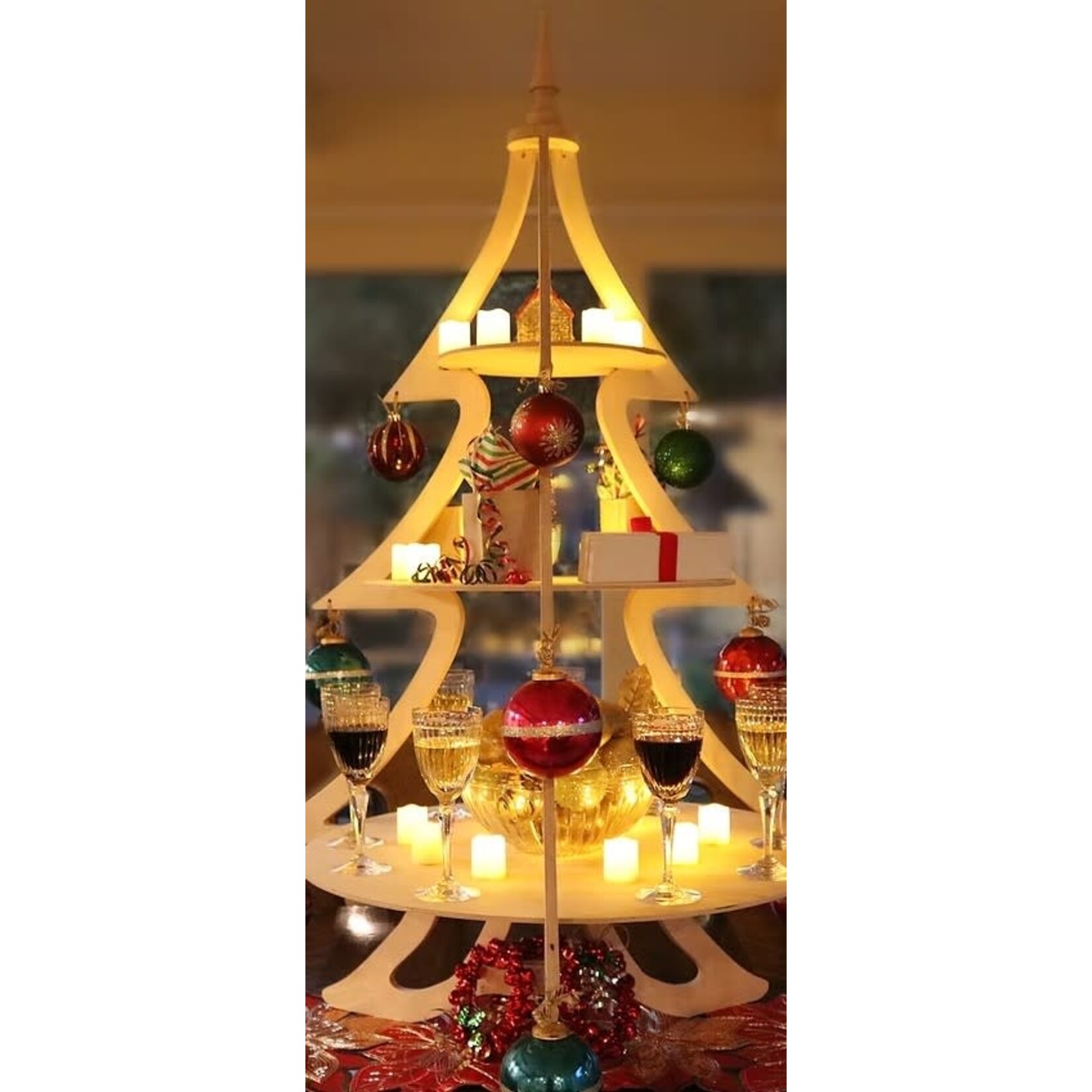 A Treasured Tree Tall Wood Traditional Tree Display 4'