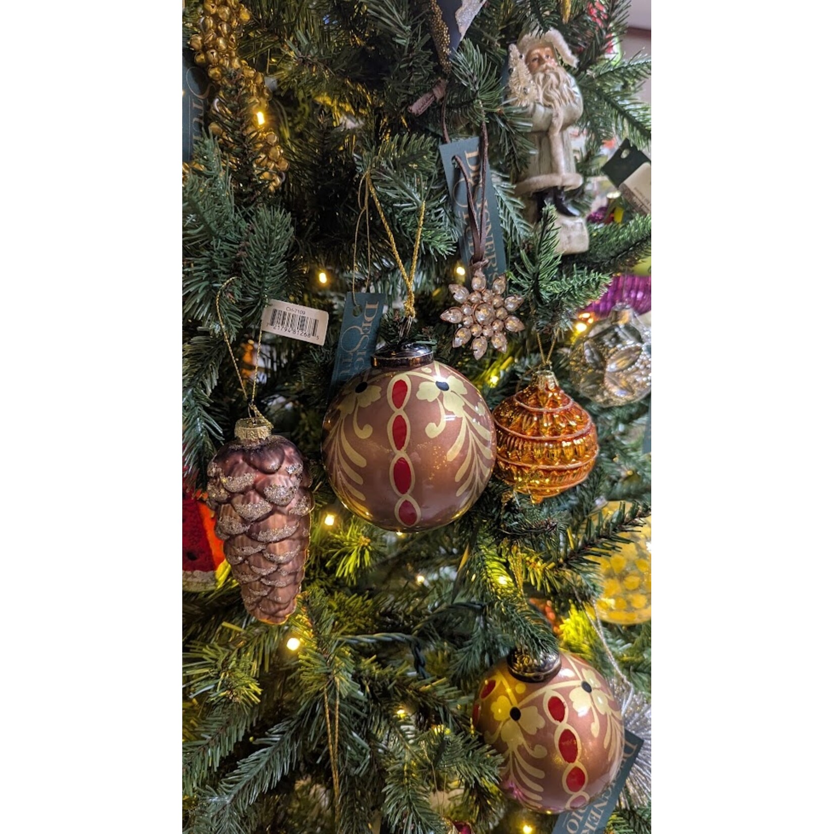 Two's Company Metallic Glass Ball Ornament H