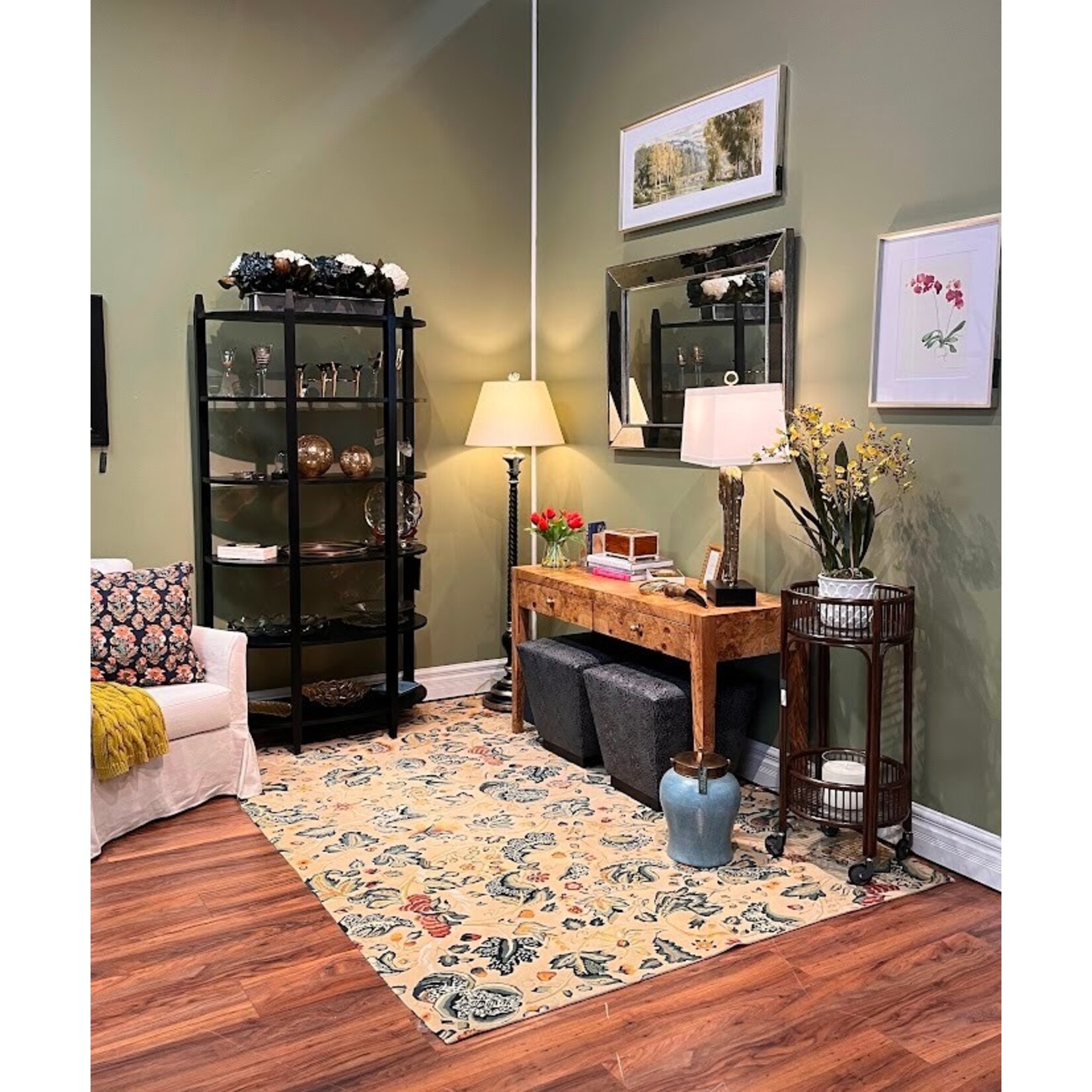 Rug & Kilim European Tudor Flatweave in Beige with Floral Pattern Rug