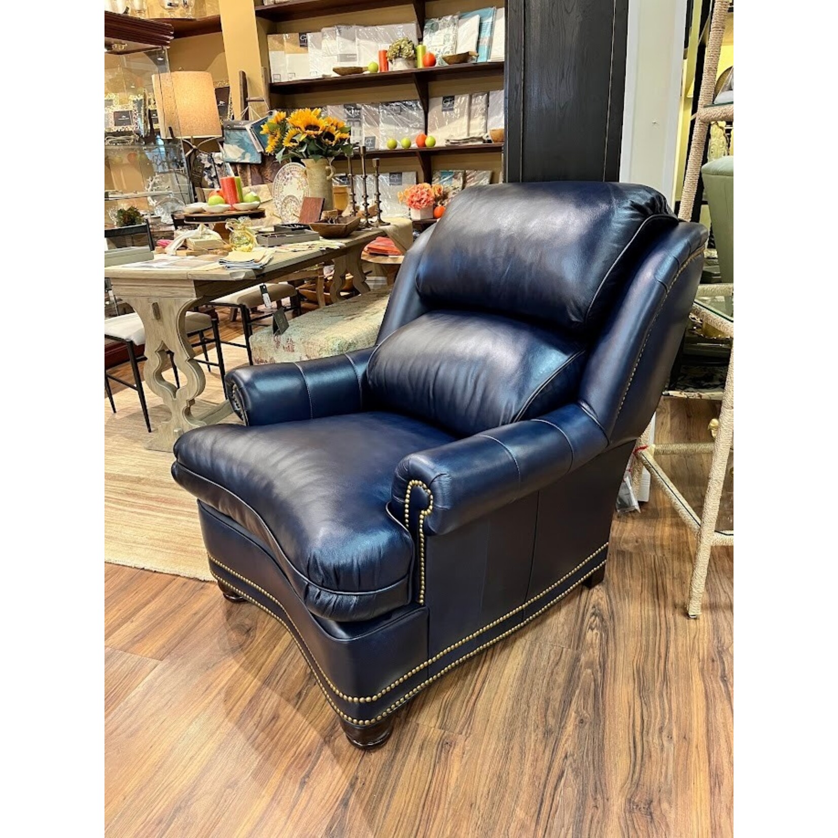 Hancock & Moore LLC Austin High Back Chair Cavalier Navy Leather