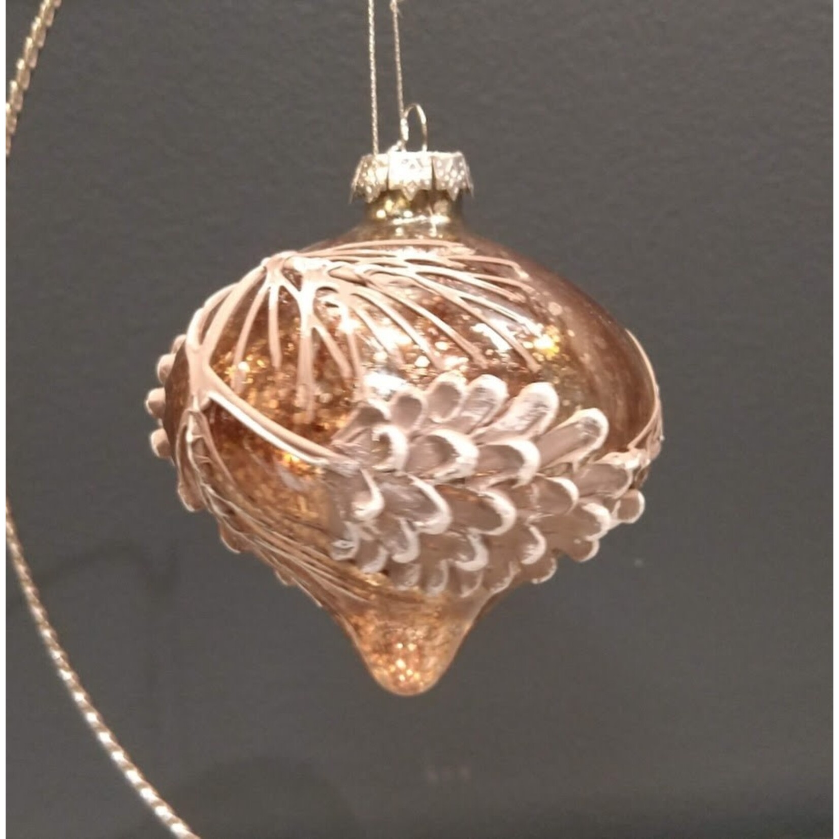 RAZ Imports Pinecone Branch on Mercury Glass Ornament