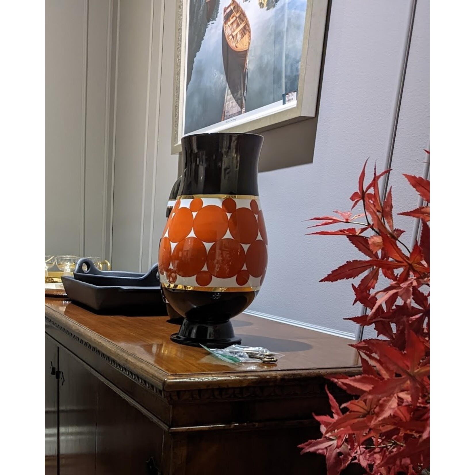 Currey & Company De Luca Black & Orange Vase