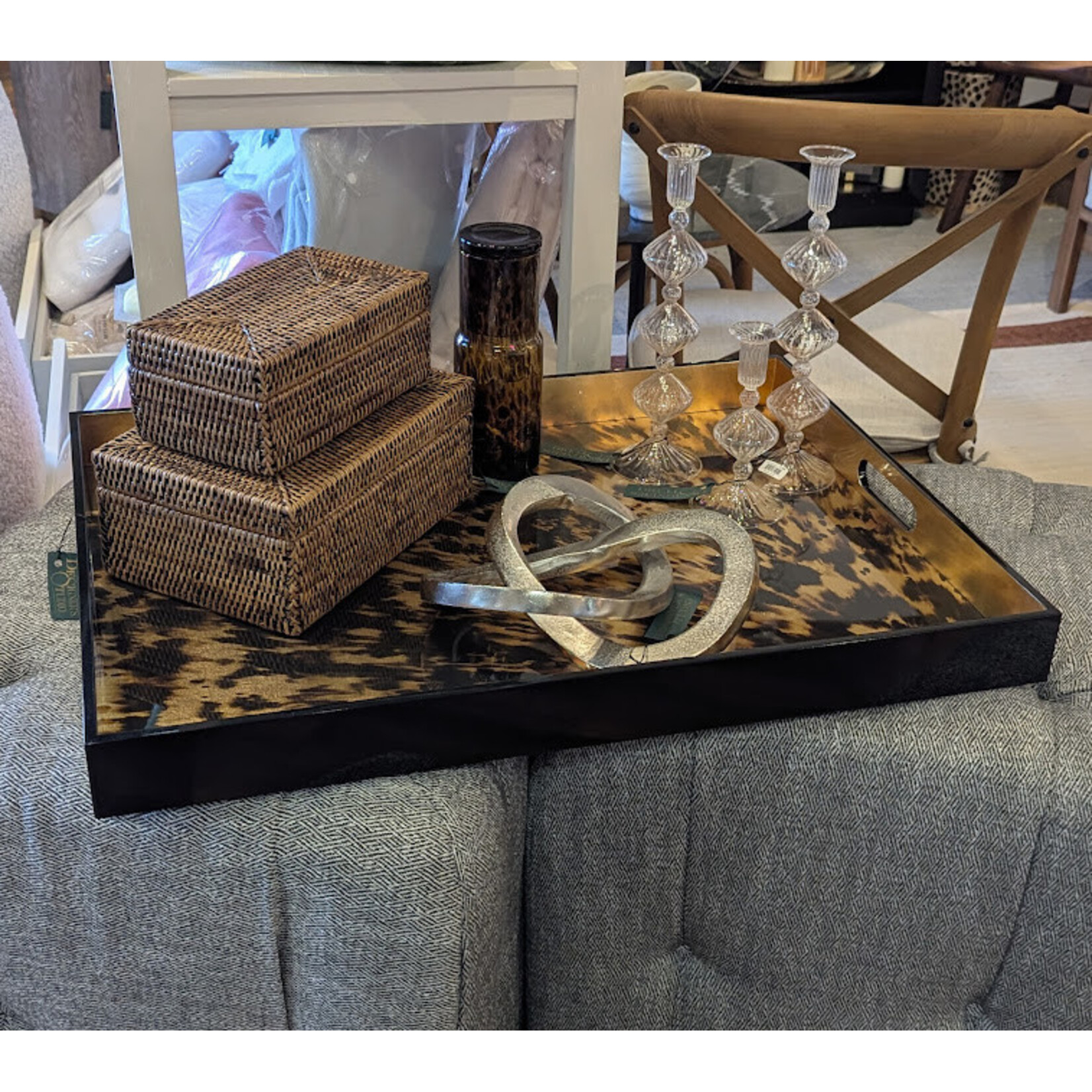 Caspari Tortoiseshell Lacquer Tray 30x22