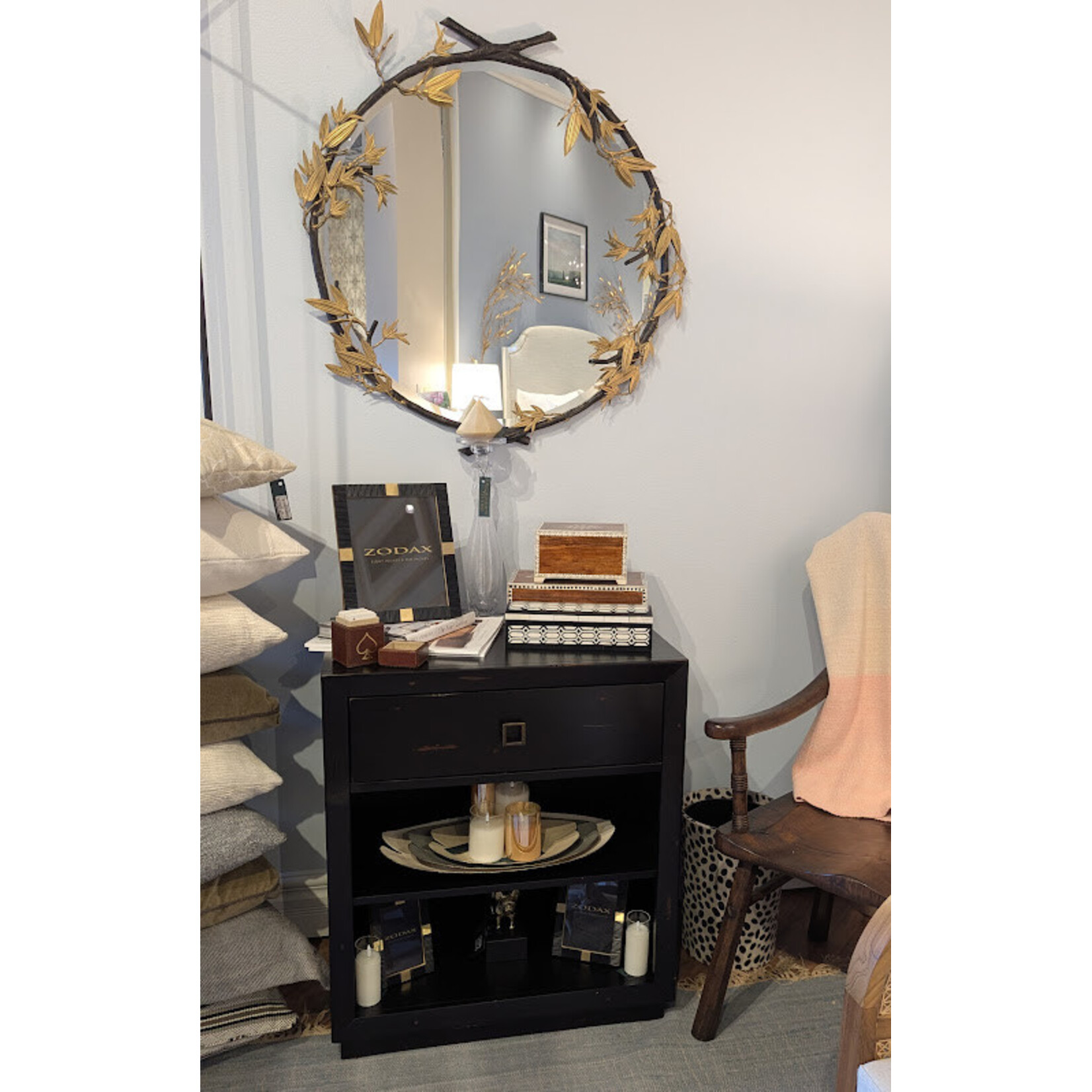Accents Beyond Antique Black Side Table with One Drawer