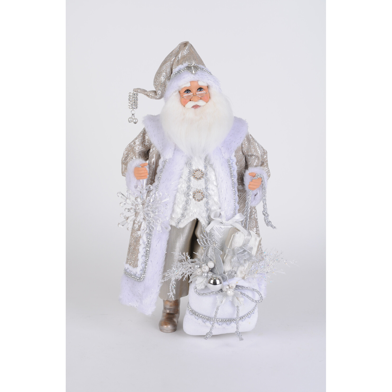 Karen Didion Originals Lighted White Christmas Santa